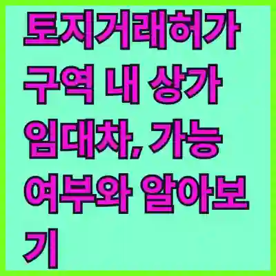 토지거래허가구역 내 상가 임대차, 가능 여부와 알아보기