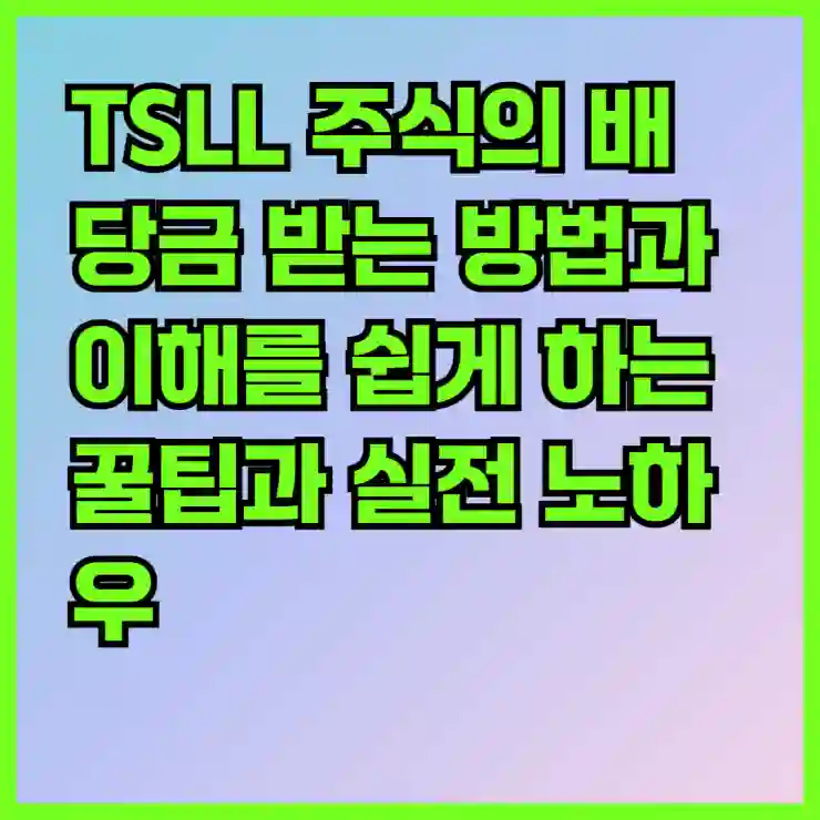 TSLL 주식의 배당금 받는 방법과 이해를 쉽게 하는 꿀팁과 실전 노하우