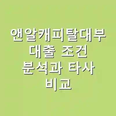 앤알캐피탈대부 대출 조건 분석과 타사 비교